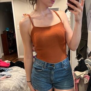 Open back ribbed bodysuit